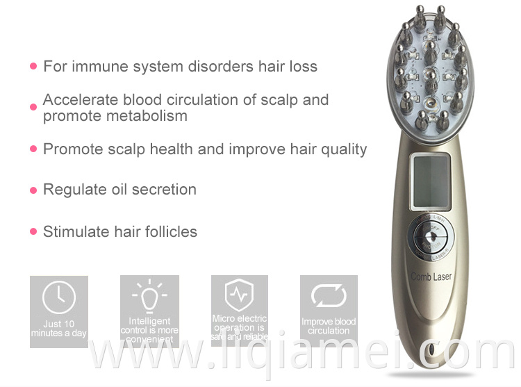 Portable electric massager power hair grow laser hair growth comb USB 630-650nm red light laser hair growth comb